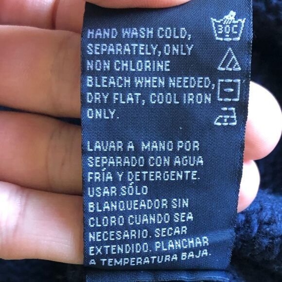 Nautica Navy Cowl Neck Sweater Marble Knit 4-Button Size Medium - Picture 9 of 9